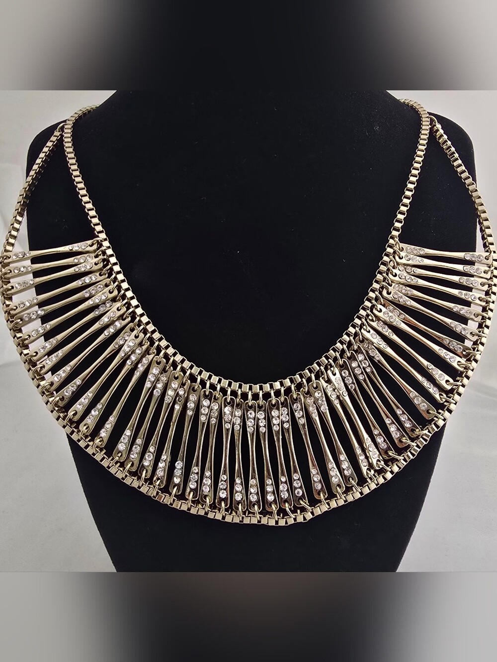 Sequin - Gold-Tone Statement Collar Necklace with Crystal Accents
